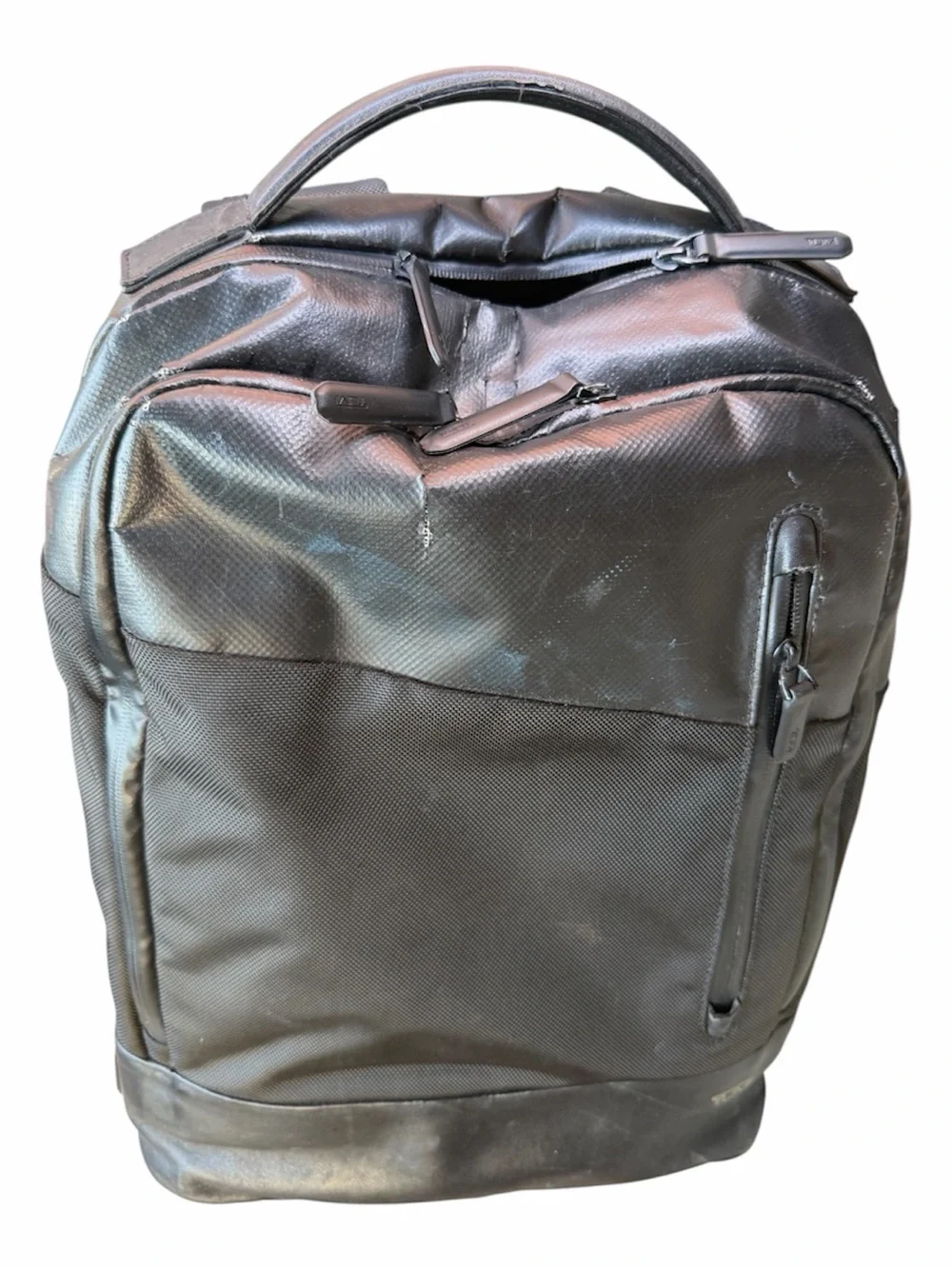 Tumi Black Backpack with Leather Trim - Men's Everyday Pack